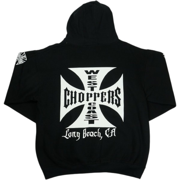 VINTAGE ヴィンテージ West Coast Choppers ウェストコーストチョッパーズ Iron Cross Hoodie パーカー 黒 Size 【L】 【中古品-好いたらしい】 30006829