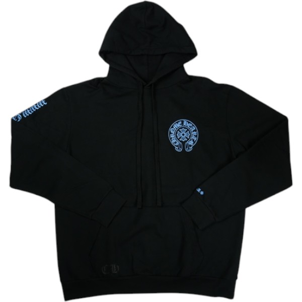 CHROME HEARTS クロム・ハーツ HORSESHOE PULLOVER HOODIE BLACK/BLUE オンライン押さえるパーカー 黒青 Size 【L】 【中古品-ほぼ新品】 30006876