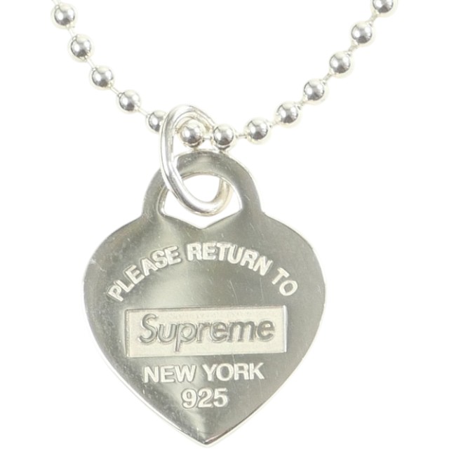 SUPREME シュプリーム ×Tiffany \u0026 Co ティファニー 21AW Return to Tiffany Heart Tag Pendant ハートタグネックレス 銀 Size 【無償性】 【新古品・未当て嵌める品】 30007088