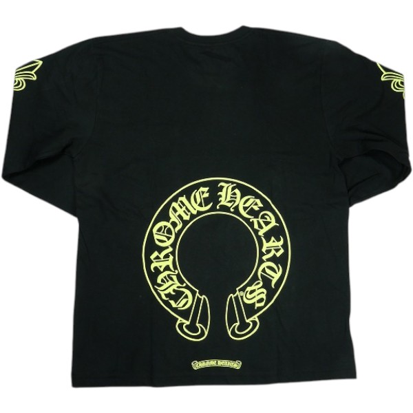 CHROME HEARTS クロム・ハーツ HORSESHOE L/S TEE BLACK/NEON YELLOW ロンT 黒黄 Size 【XL】 【新古品・未使用品】 30007461|ブランド古着のフールズジャッジ