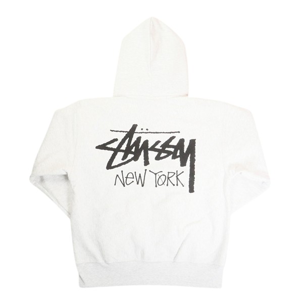 STUSSY ステューシー STOCK NEW YORK ZIP HOOD ASH HEATHER ニューヨーク限定ジップパーカー 灰 Size 【L】 【新古品・未使用品】 30007553|ブランド古着のフールズジャッジ
