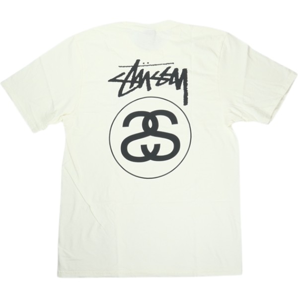 STUSSY ステューシー 25FW STOCK LINK TEE PIGMENT DYED Natural Tシャツ 白 Size 【S】 【新古品・未使用品】 20840497|ブランド古着のフールズジャッジ