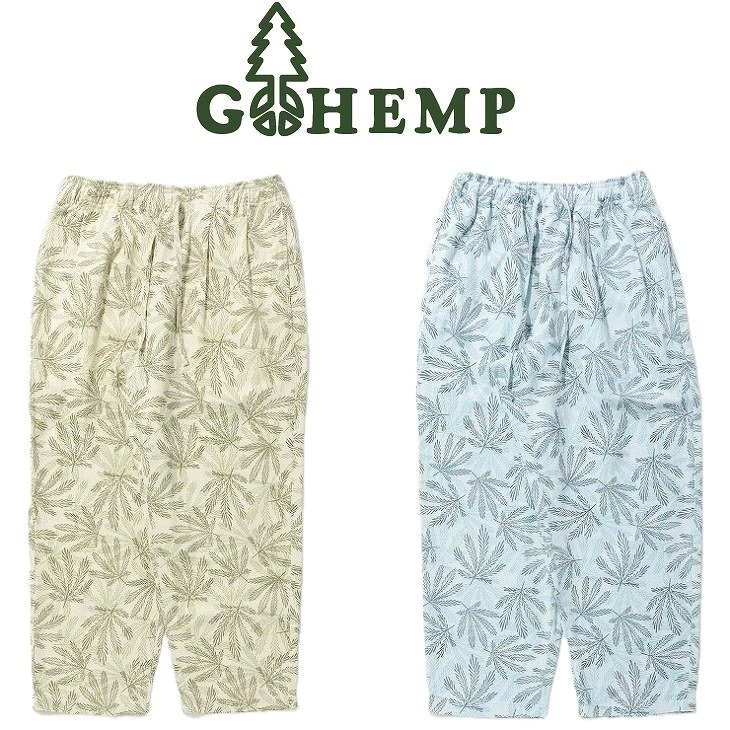 【貨物輸送無料】【MEN\u0027S】GOHEMP ゴーヘンプ GREEN HILL PANTS  緑であること吸血鬼ズボン下 ヘンプと綿織物に竹を加えた冷やりとした感のある一風変わった出どころ 足先にかけて好いたらしいな伝達ルートで穿ける影ぼうし 酉の方角にタックを入れゆったりとしたサイジングのワイドイージーパンツ