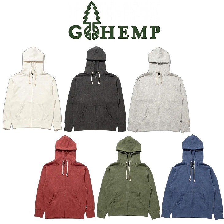 【貨物輸送無料】【MEN\u0027S\u0026WOMEN\u0027S】GOHEMP ゴーヘンプ HEMP ZIP UP HOODY ヘンプジップアップフーディ 定番のHEMP55%,ORGANIC COTTON45%ヘンプスウェット裏起毛の裏地で手当たりに優れ保温性もあります暑くなりすぎずヘンプ原料品で長々しい時期で着付けるが能力のある 前くい違いボンネットパーカー