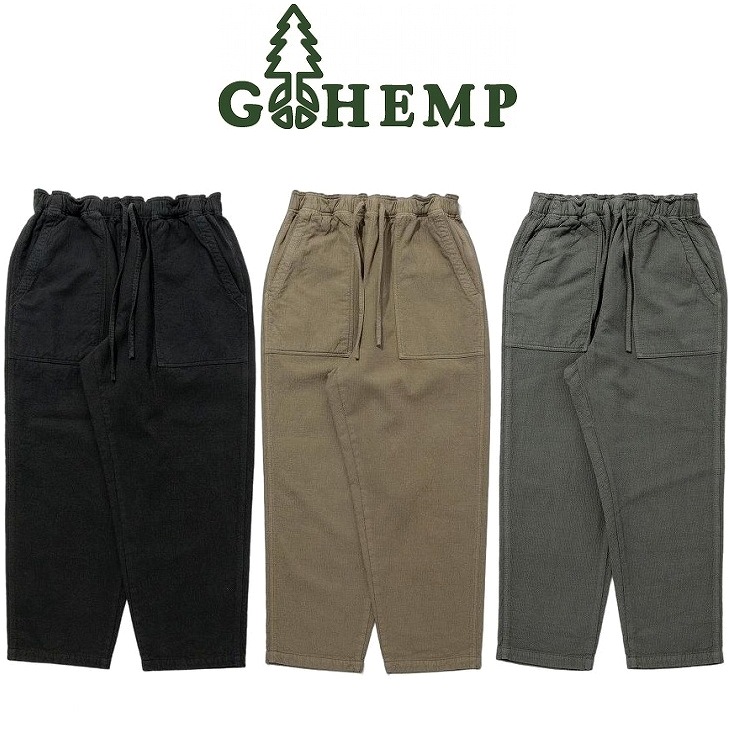 【送料無料】【MEN'S】GOHEMP （ゴーヘンプ）GINGER BAKER PANTS ジンジャーベイカーパンツ ヘンプコットン生地を2枚重ねしステッチワークで刺し子風に仕立てたオリジナル生地 ベイカーパンツのディテールを採用しゴーヘンプなりのアレンジを効かせたイージーパンツ NEW!!!｜ヘンプウェア　FOOL THE HERMIT