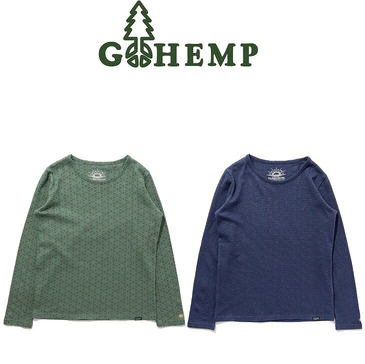 【送料無料】【WOMEN'S】GOHEMPゴーヘンプ WOMAN L/SL TEE SUN BLEND WARMER ロングスリーブT サンブレンドウォーマー総柄プリント 化学繊維を一切使用していない生地は静電気除去保湿性と保温性に優れております NEW ARRIVALS 2023 FALL & WINTER 暖かいロンT ヘンプウール