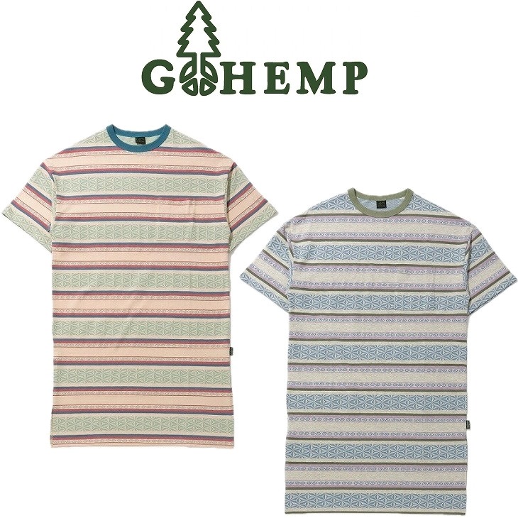 【送料無料】【WOMEN'S】GOHEMP ゴーヘンプ SLIT WIDE ONE PIECE スリットワイドワンピース ヘンプコットン素材で編みたてられたオリジナルのジャカード ボーダーと麻柄を組み合わせたGOHEMPらしいデザイン 裾のスリットがより女性らしさをプラス 適度なゆとりのワンピース｜ヘンプウェア　FOOL THE HERMIT