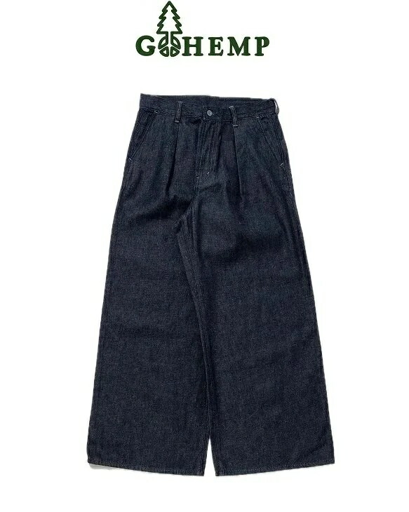 【送料無料】【WOMEN'S】GOHEMP ゴーヘンプ MONROE BAGGY PANTS モンローバギーパンツ 肌触りの良さと吸湿速乾が特性のヘンプを加えたオリジナルヘンプデニム 着用しやすい9oz生地 久々に登場の新型バギーパンツフロントにタックも入りよりボリューム感を持たせたデザイン