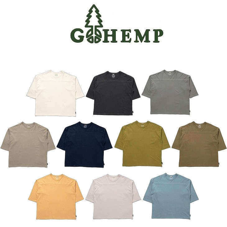 【送料無料】【MEN'S&WOMEN'S】GOHEMP ゴーヘンプ WIDE FOOTBALL TEE ワイドフットボールT 袖丈着丈はそのままに身幅をワイドにし現代的なシルエットにアップデートしたワイドフットボール Tシャツ 試行錯誤の末たどり着いたヘンプ55％オーガニックコットン45%こだわりの混率 の商品写真