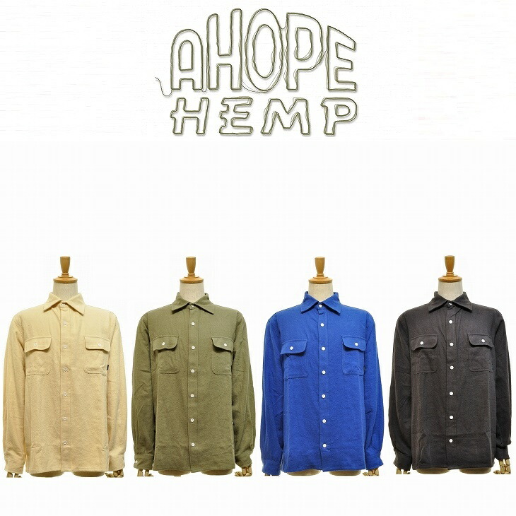 【MEN\u0027S】A HOPE HEMP アホープヘンプ HEMP FLANNEL ベーシック SHIRT ヘンプオーガニックコットンの布切れに起毛かけた、生あたたかいフランネル出どころ第一義的プルオーバー GREEN-NATURAL