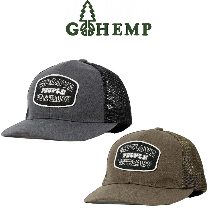 【送料無料】GOHEMP ゴーヘンプ ONE LOVE MESH CAP ワンラブメッシュキャップ 綿84％ヘンプ16％から成るバックウェポン生地 打ち込みの良い高密度生地で光沢感やハリコシ強度が特徴 ライブチケットなど薄いモノを収納するのに便利なスタッシュ付 帽子 2026 SPRING！