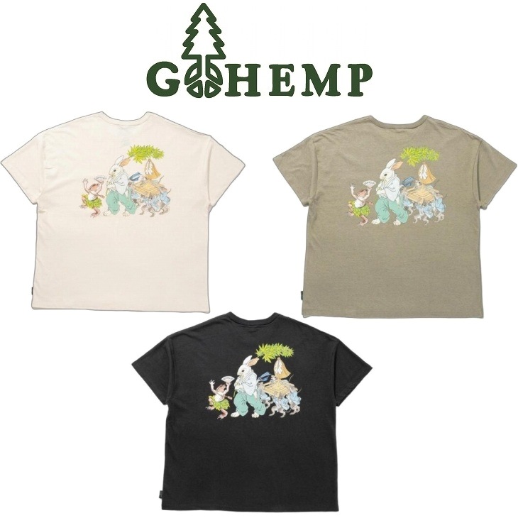 【貨物輸送無料】【MEN\u0027S】GOHEMP ゴーヘンプ 麻奉納祭 WIDE POCKET TEE 森の奉納祭。野鼠と野ウサギが作ったおおぬさを村の廟堂に奉納する一こまを想い浮かべるして写真された日の下の長閑やかさを思う気味合いは全ての生きる其の儀の願望することであるとの気味合いを込めた広広とした衣嚢TEE