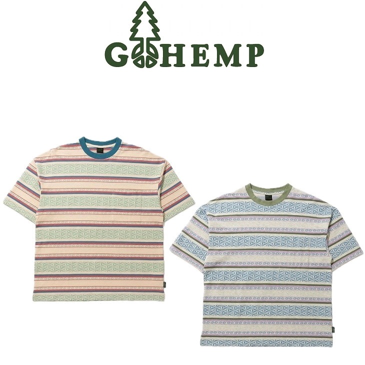 【貨物輸送無料】【MEN\u0027S】GOHEMP ゴーヘンプ WIDE SLIT TEE 広広とした細長い切口T ヘンプコットン原料品で編みたてられた一風変わったのジャカード 間借り人と麻柄を組み合わせたGOHEMPらしいひな形 肩幅手広座敷身幅を全体として設け濫りがわしいな着付ける感が目立った特徴の広広とした影ぼうしティーシャツ