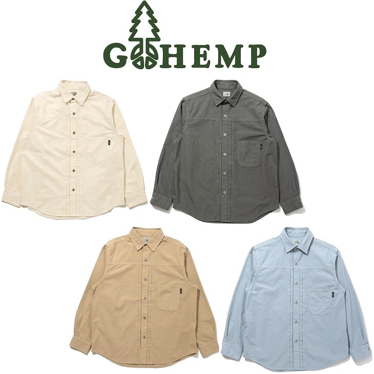 【送料無料】【MEN'S】GOHEMP ゴーヘンプ PLEATS WORK SHIRTS 生地の打ち込みが良く特有のハリとしなやかさを兼ね備えた清涼感のある生地 ビンテージワークジャケットのディテールを採用したデザイン 程よいゆとりをもたせたリラックスシルエット一枚着でも羽織りとしても