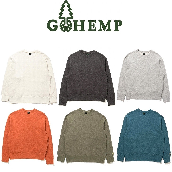 【送料無料】【MEN\'S & WOMEN\'S】GOHEMP ゴーヘンプ HEMP CREW SWEAT ヘンプクルースウェット 定番のHEMP55%,ORGANIC COTTON45%ヘンプスウェット裏起毛の裏地で肌触りがよく保温性もあります暑くなりすぎることなくヘンプ素材で3シーズンの着用にも最適なトレーナー｜ヘンプウェア　FOOL THE HERMIT