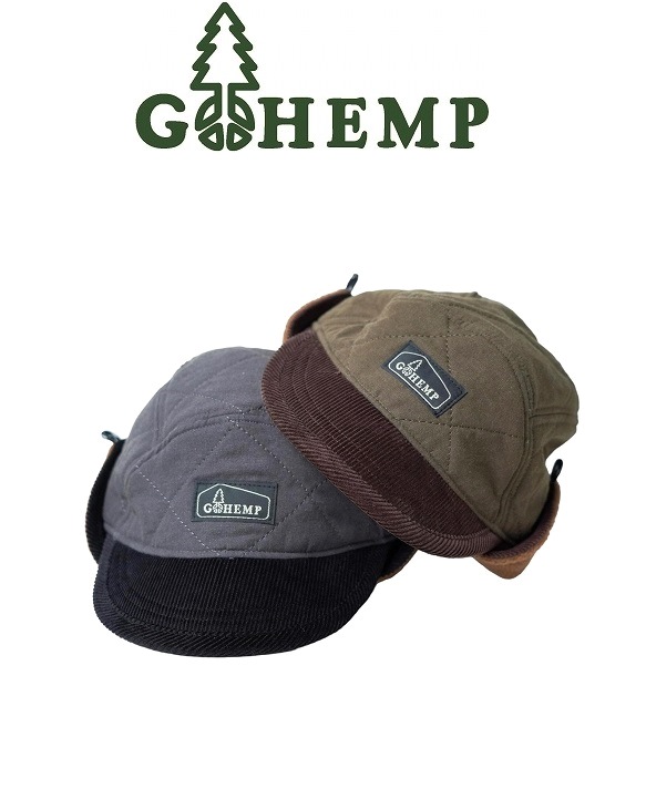 【送料無料】GOHEMP ゴーヘンプ BLIZZARD CAP ブリザードキャップ ヘンプ15％コットン85％の混率から成るウェザー生地とペットボトルリサイクルフリースのキルトシリーズ アウトドアレジャーでは防寒アイテムとしてフラップをあげれば日常使いとしても幅広いシーンで活用｜ヘンプウェア　FOOL THE HERMIT