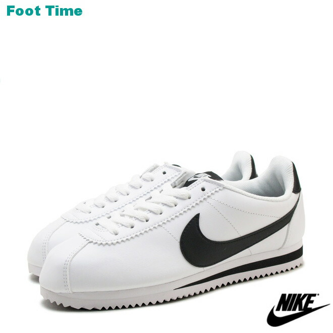 nike cortez leather white black