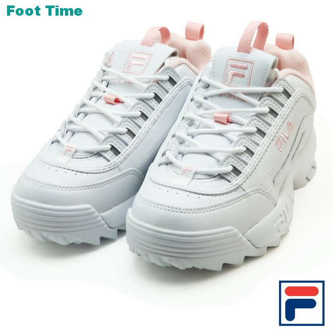 white and pink fila sneakers