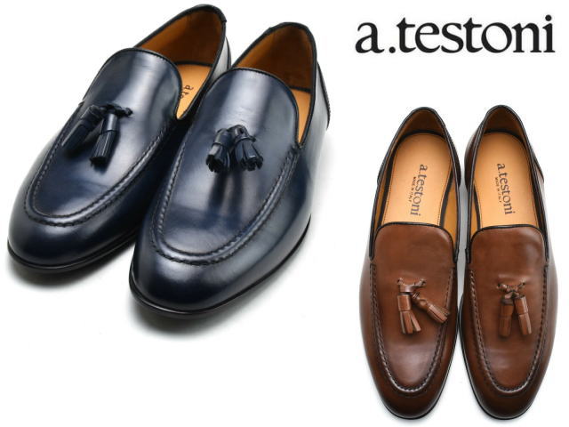 【a.testoni】 タッセルローファー イタリア製 80-90年代 a.testoni】26.5cm アテストーニ タッセルローファー 革靴