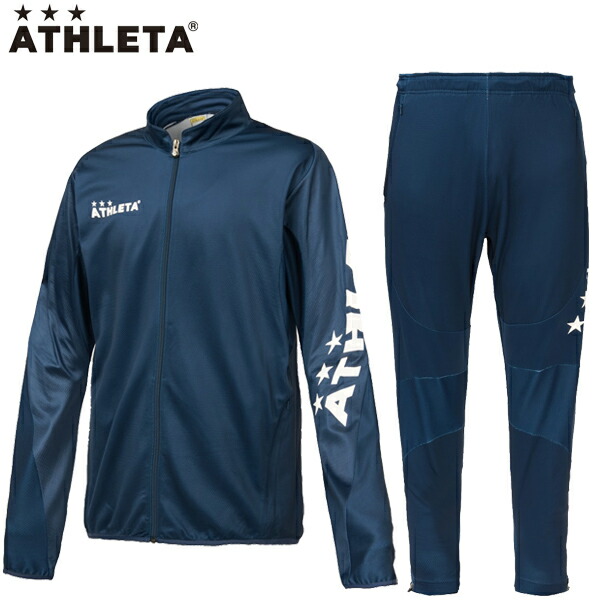 アスレタ 定番ジャージジャケット パンツ 上下セット 大人用 サッカー フットサル トレーニングウェア ジャージ ATHLETA  18003-18004 NVY 即納！最大半額！