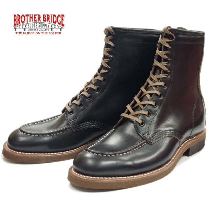 日本製 送料無料 ワーク あす楽対応 レースアップブーツ ブーツ 本革 ブラザーブリッジ クロムエクセル 日本製 ワークブーツ モックトゥ ブラック フットモンキーブラザーブリッジ Brotherbridge 上野アメ横 Bridge Brother 交換片道送料無料 b D011 メンズ