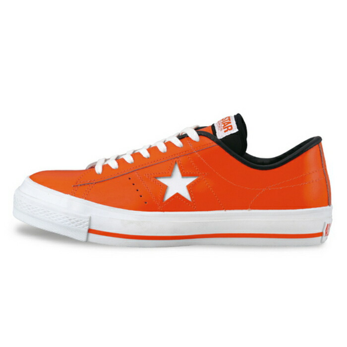 orange leather converse