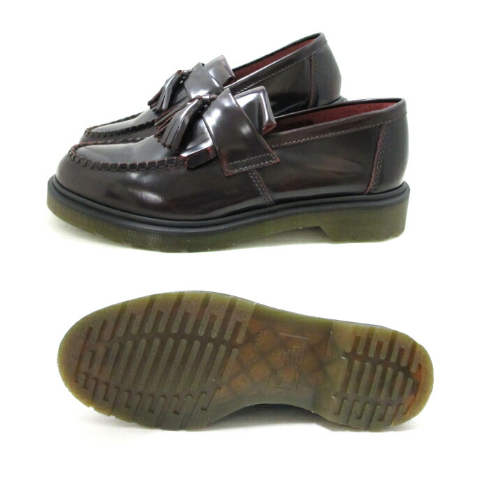 dr martens adrian bar loafers in red