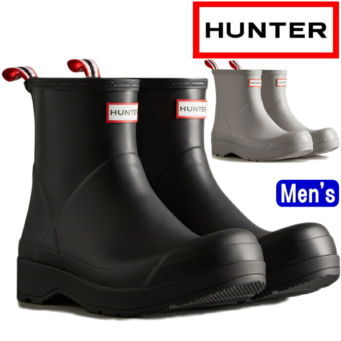 HUNTER 黒 ショートレインブーツ ヒール5cm レディース ショートレインブーツ| ハンターブーツ(Hunter Boots