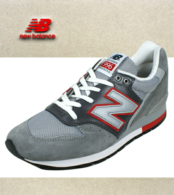 【楽天市場】 NEW BALANCE [ ニューバランス ] アメリカ製 ランニングシューズ M996 ER グレイ/レッド ワイズ:D本革