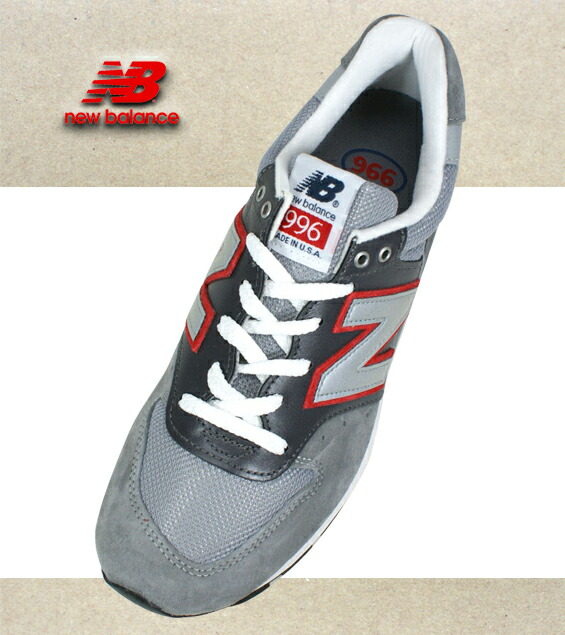 【楽天市場】 NEW BALANCE [ ニューバランス ] アメリカ製 ランニングシューズ M996 ER グレイ/レッド ワイズ:D本革