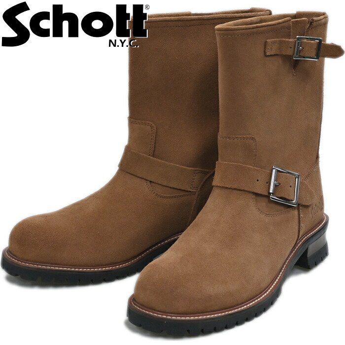 【お買い物マラソンポイント最大10倍】 ショット エンジニアブーツ Schott ENGINEER BOOTS S28001 ベージュ ワークブーツ メンズ 本革 エンジニア ブーツ レザー メンズブーツ バイカーブーツ ミリタリーブーツ レザーブーツ バイク靴 アメカジ アウトドア キャンプ 送料無料