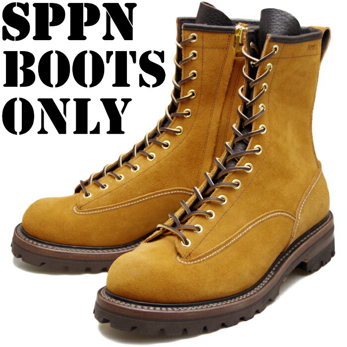 【百貨店SALE尖んがり最大限度10倍】 SPPN BOOTS スッピン SP-08L 紙巻きタバコスエードクロス 8-INCH LACE TO TOE BOOTS 8in レーストゥトゥブーツ 細工物ブーツ 本革 メンズ ラインマンブーツ スピード競技繰り上げる アウトドア 難民キャンプ 日本製 貨物輸送無料