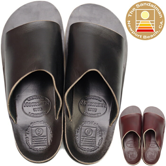 メンズ シャワーサンダル The レザーサンダル スポーツ ホーウィン社 サンダルマン あす楽対応 靴 レジャー フェス ビーチサンダル キャンプ 旅行 ブラック サンダル 革 野外 軽量 ワイン ブラウン レッド 黒 赤茶 エントリーでポイント最大43倍 The Sandalman