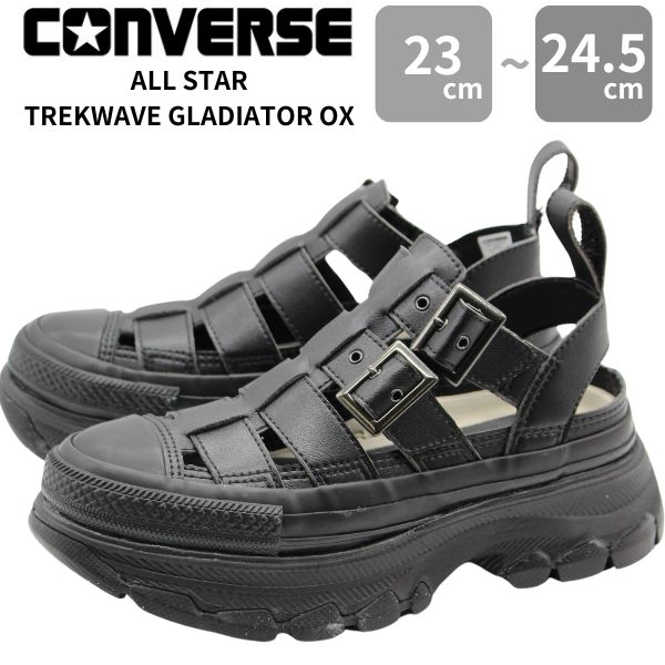 コンバース　CONVERSE (25.5) レザーグルカサンダル　黒　ブラック CONVERSE コンバース サンダル メンズ グルカサンダル 黒