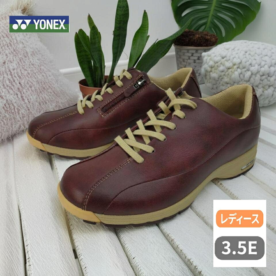 YONEX ヨネックス レディース ウォーキングシューズ SHWL21N ワインレッド 3.5E オフコートシューズ 撥水 パワークッション 旅行 ファスナー付 ひざにやさしい トラベル お出かけ 高反発 カジュアル セール