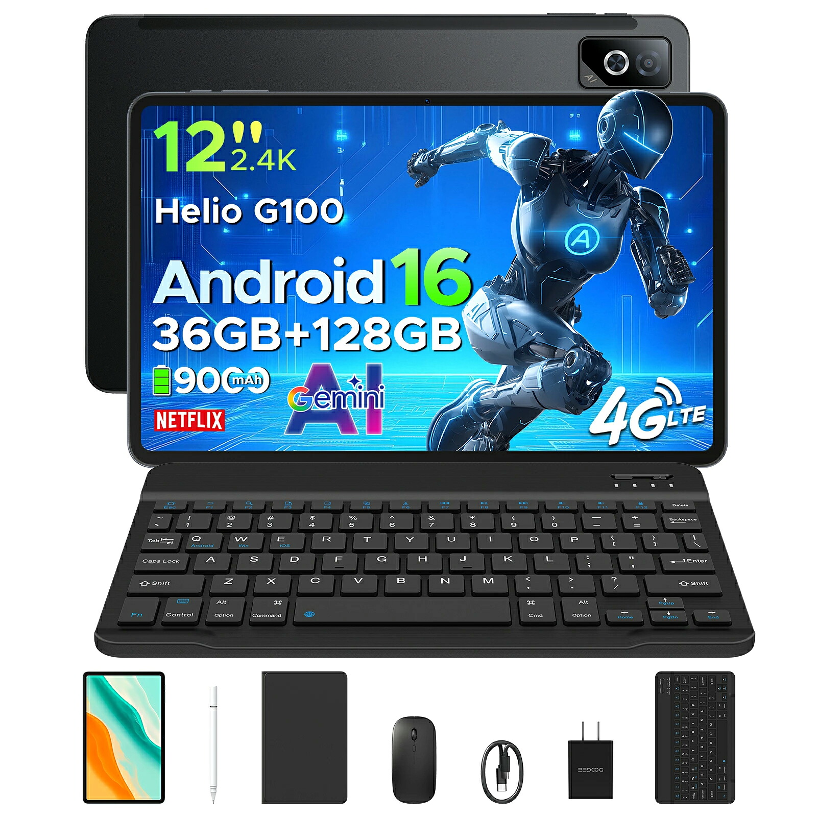 【SS押さえる50%OFF円オフ】DOOGEE TABG6PRO書き割り版 Android16 経口避妊薬 12in 2K 90サイクル大画面 SIM無償性 36GB ランダムアクセス記憶装置+128GB ロム+取りひろげる相応う 9000mAh大静電容量 8中核グループG100 中央処理装置 無線LAN+4G LTE 顔公許 鍵盤\u0026容れもの付き添い人