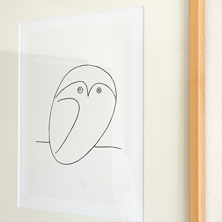 市場 絵画 壁掛け とり ブラック パブロピカソ Le Hibouナチュラル 額入り 名画 ピカソ インテリア ポスター アートパネル ドローイング鳥