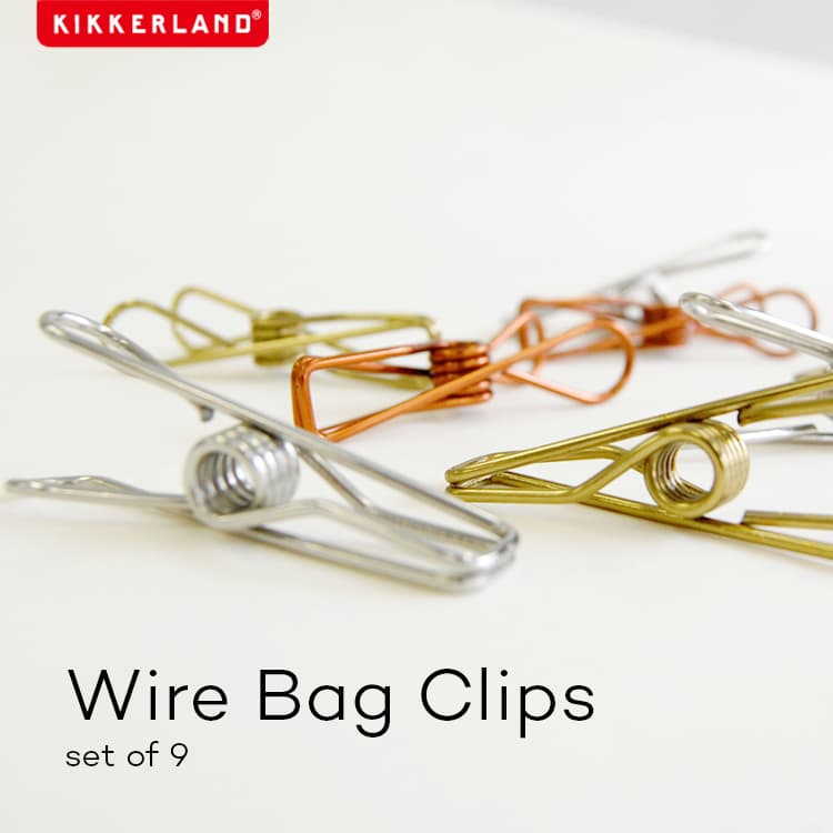 楽天市場】【ネコポス200円】【ポイント10倍】Wire Bag Clips ワイヤーバッグクリップ KIKKERLAND キッカーランド 9個セット  KBC33 ワイヤークリップ キッチン クリップ 洗濯ばさみ型 スチール ピンチ : フォーアニュ