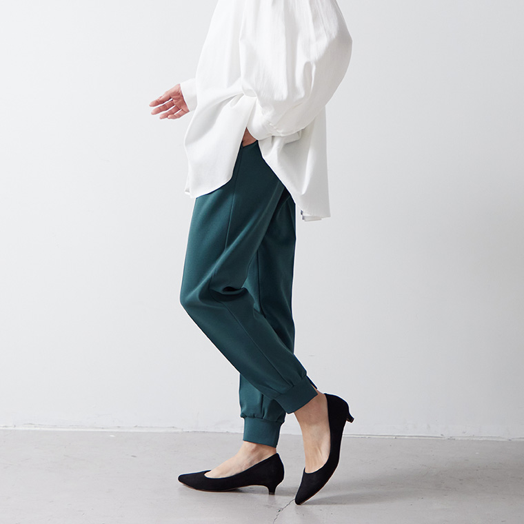 yuki×for/cコラボ】きれいめ ジョガーパンツ 裾スリット パンツ