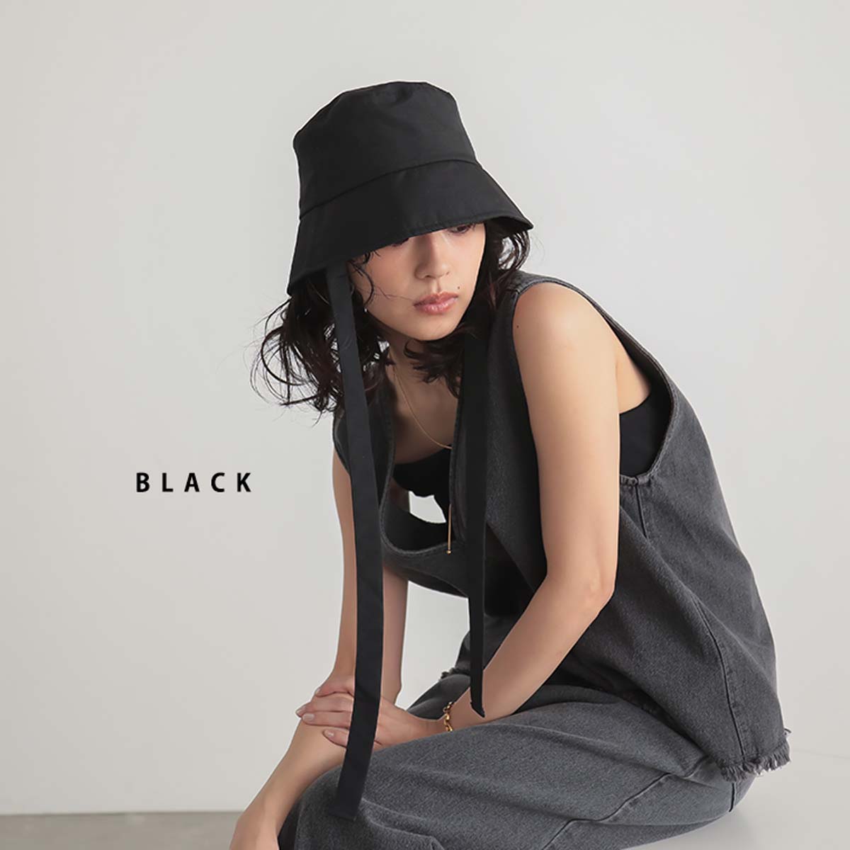グレー バケットハット 調整可能ストラップ付き UNNAMED HEADWEAR 【CORD STRAP HAT】コードストラップハット
