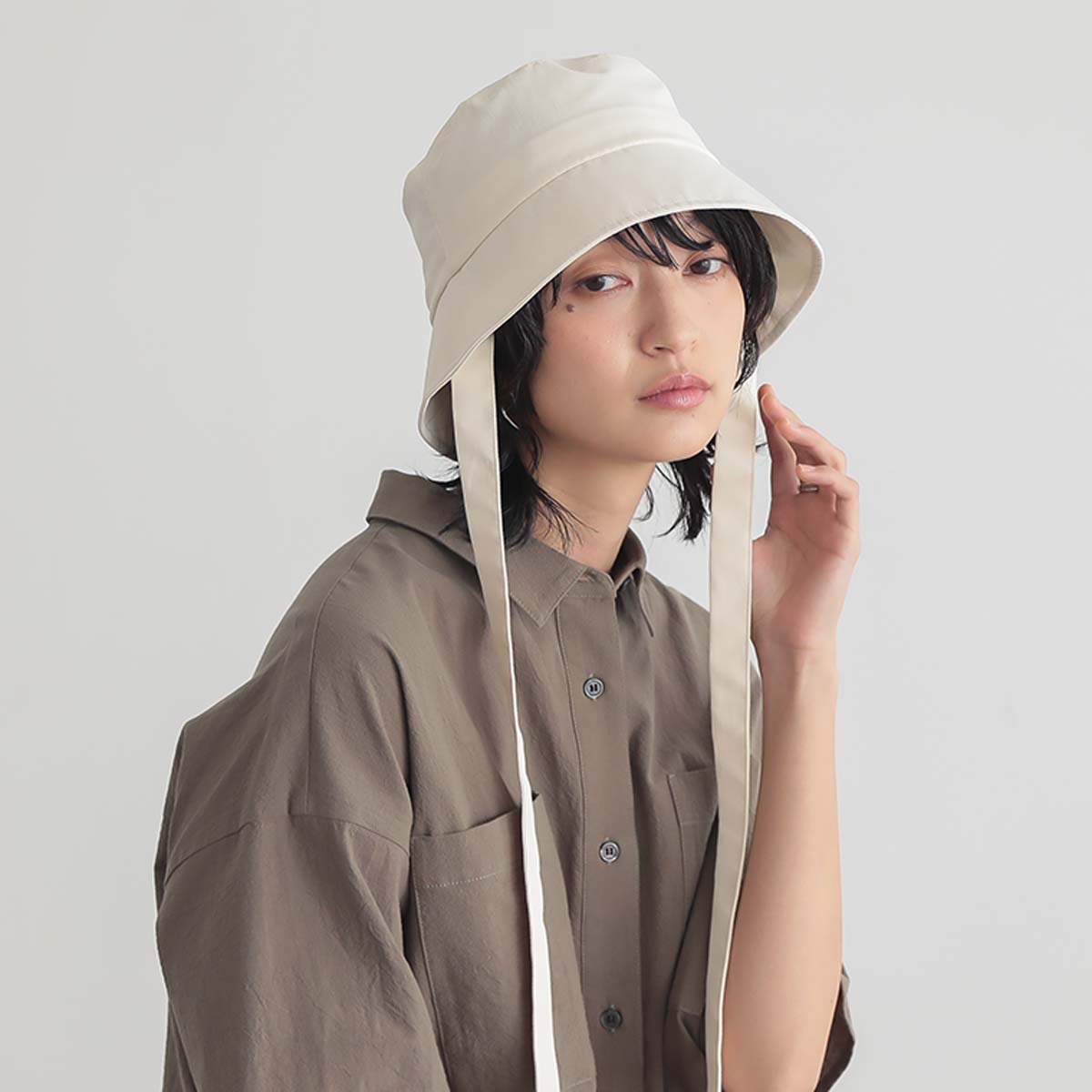 撥水 UVカット ストラップ バケットハット レディース 帽子