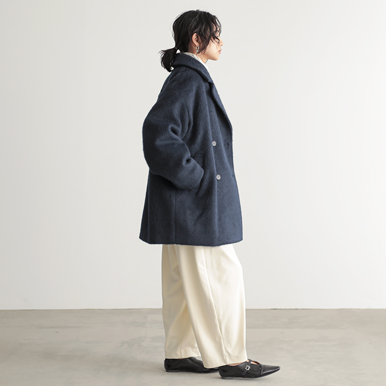 半額満載！スーパーSALE グランドセール！ ピーコート ネイビー フォーシー for/c Lサイズ コクーンシルエット ジャケット・アウター