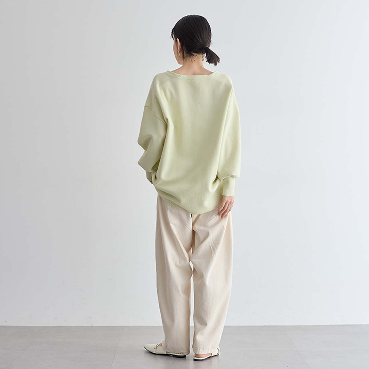 yuki×for/cコラボ】スウェットライク バックタック ニット プル