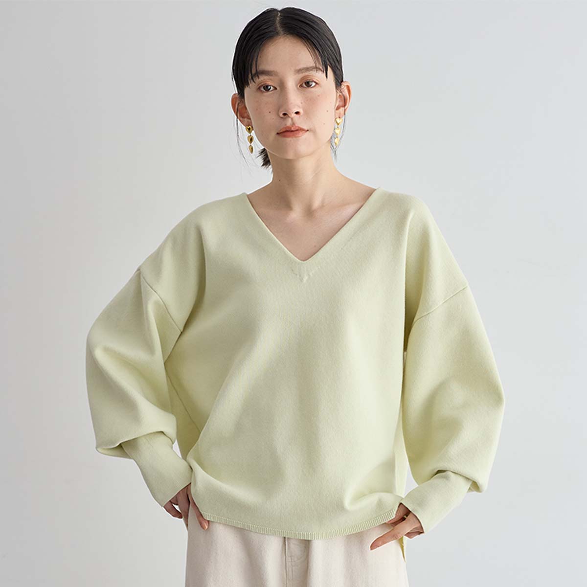yuki×for/cコラボ】スウェットライク バックタック ニット プル
