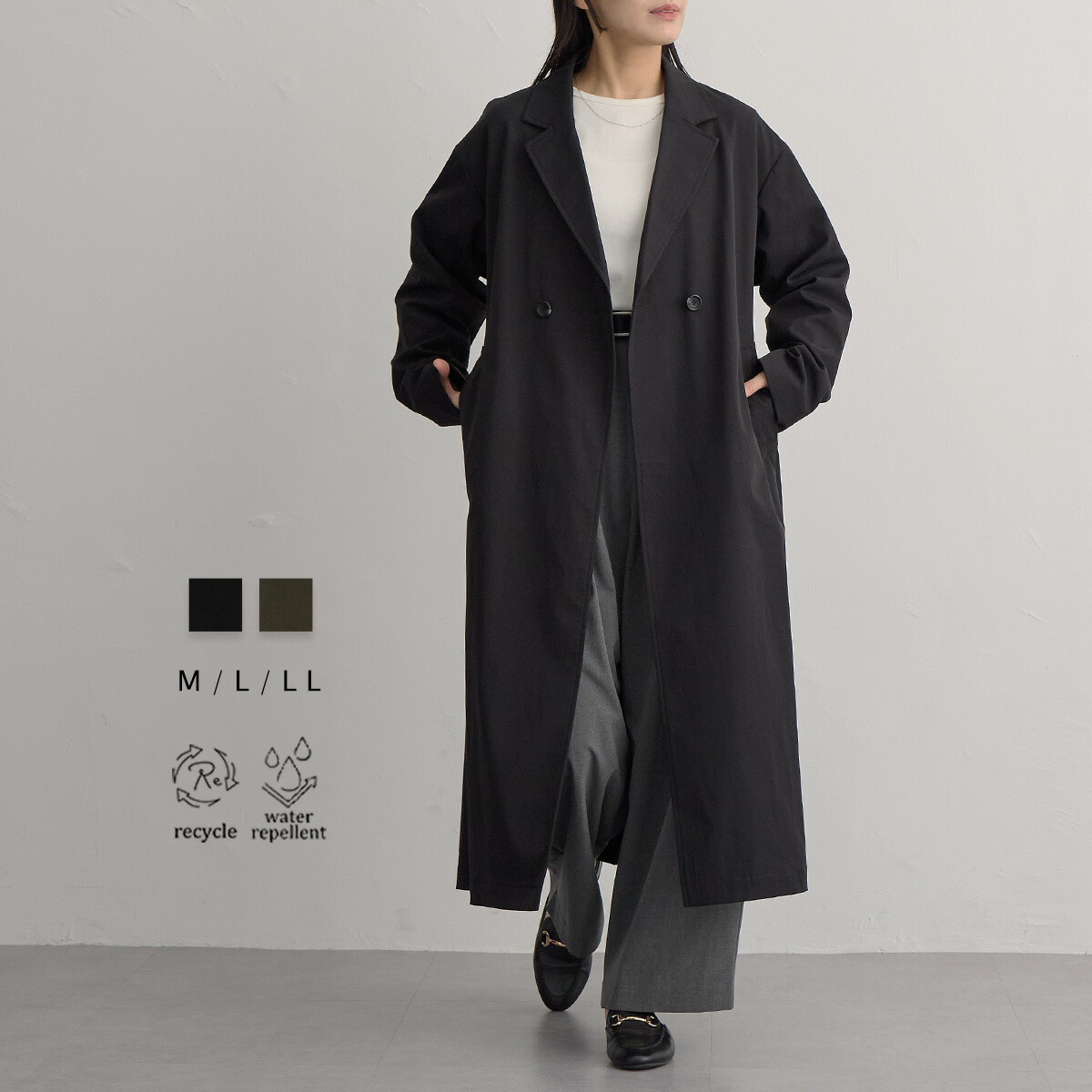 楽天市場】撥水 トレンチコートコート トレンチ ベルト付き はっ水