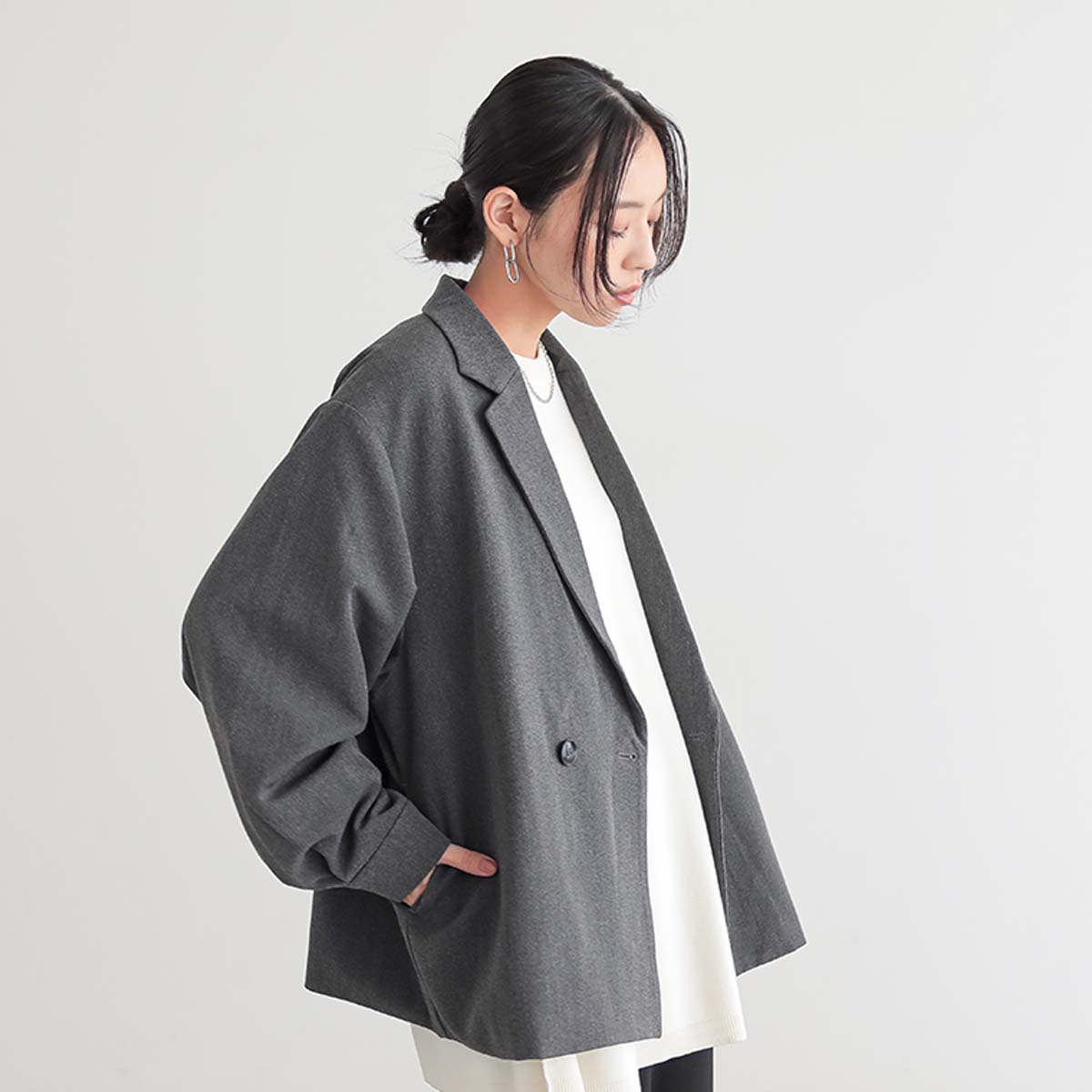 yuki×for/cコラボ】ダブル ジャケット ブルゾン コート 羽織 静電気 