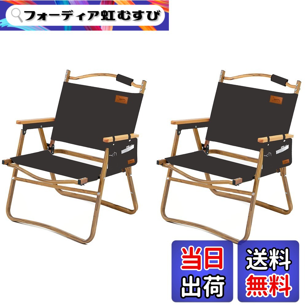 【送料無料】DesertFox アウトドア チェア キャンプ チェア 軽量 2個セット 折りたたみ 椅子 Lサイズ 78X54x51cm 耐荷重 150kg コンパクト 携帯便利 キャンプ椅子 DY001 (くろ)