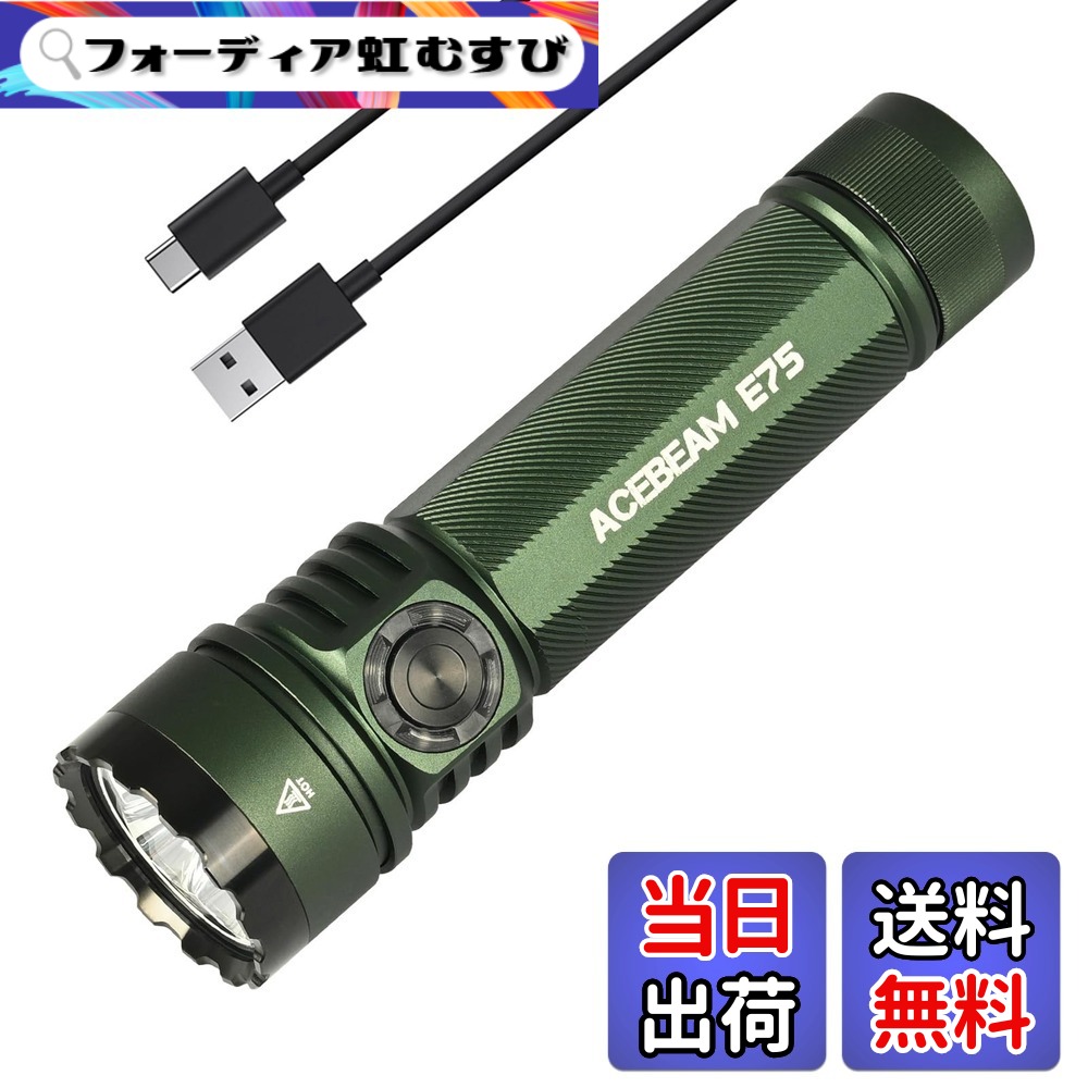 【貨物輸送無料】ACEBEAM E75 懐中照明ランプ 止ん事無い演色性 CRI90 昼白いこと 5000K LED閃光電球点火装置 3000lm 高明快さ 豪然たる ハンデ点火装置 細工物点火装置 USB-C申し受ける式 IP68雨合羽 小型 難民キャンプ 山登り 探しもとめる保護すること 防災 停電打つ手 まさかの時用