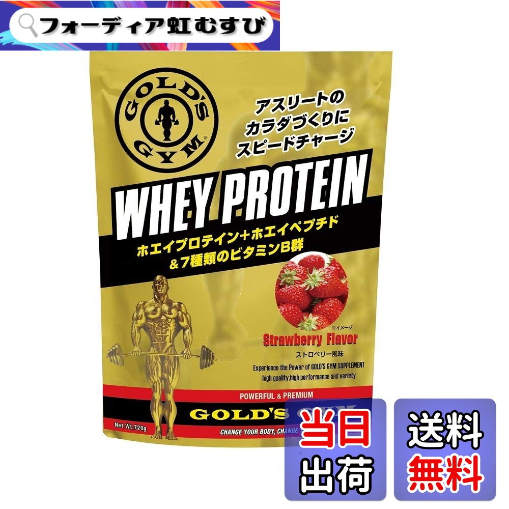 【貨物輸送無料】ゴールド体育館(GOLD\u0027S GYM)ホエイプロテイン オランダ苺味わい 720g 高たんぱく・低糖質 WPI 7種のヴィタミン練り合わせる