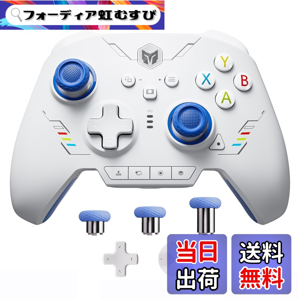 【送料無料】PC コントローラー、BIGBIG WON Rainbow 2 SE ワイヤレス コントローラー モーション コントロール、ホール効果トリガー、12 ビット ADC、ジョイスティック 3 セット、4方向十字キー、8方向十字キ、PC APP、ゲームパッド Switch/Andr 色：RAINBOW 2 SE Blue